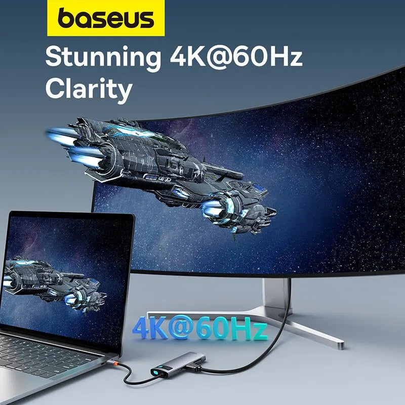 Baseus 7-in-1 gen 2 usb c hub 4k @ 60hz hdmi 3 * usb 3,0 pd 100w typ c port sd/tf kartenleser für macbook ipad m2 m1 dampf deck