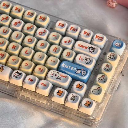 144 Tasten/Set Kohachi Tastenkappen MOA-Profil GMK PBT Niedliche Anime-Tastenkappen für mechanische Tastatur, Farbsublimation, Gaming-Tastenkappe
