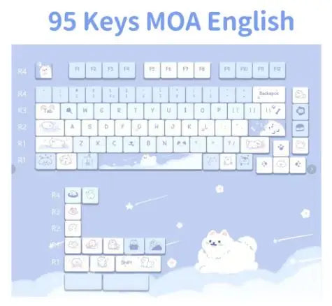 Neue 95 Tasten Dessert Cat Theme Tastenkappen MOA Profil PBT Tastenkappen Kit für 61/64/68/84/75/87 Tasten GMK67 mechanische Gaming-Tastatur