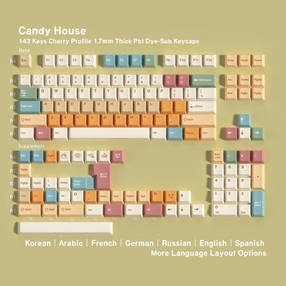 PBT Cherry Keycaps Candy House Deutsch Spanisch Französisch Koreanisch Russisch Keycap Dye Sub für mechanische Tastatur Gaming RS6 V75X