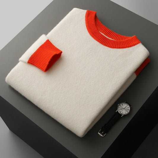 Merinowolle Herrenpullover – 100 % australische Wolle, Premium Rundhals-Strick für Herbst & Winter - NVTS Solutions