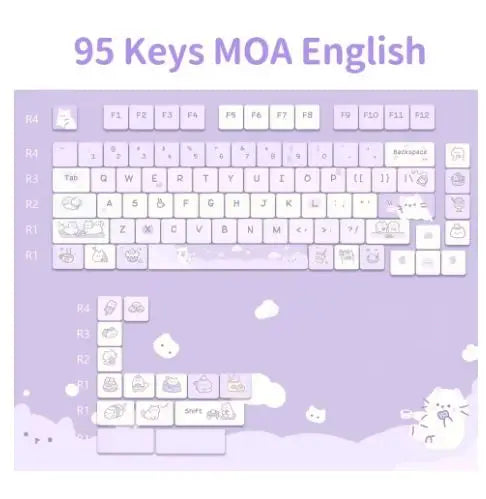 Neue 95 Tasten Dessert Cat Theme Tastenkappen MOA Profil PBT Tastenkappen Kit für 61/64/68/84/75/87 Tasten GMK67 mechanische Gaming-Tastatur