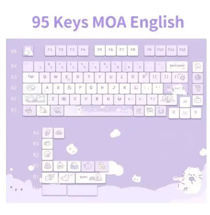 Neue 95 Tasten Dessert Cat Theme Tastenkappen MOA Profil PBT Tastenkappen Kit für 61/64/68/84/75/87 Tasten GMK67 mechanische Gaming-Tastatur
