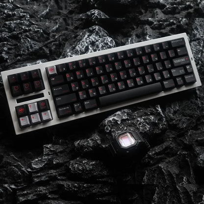 140+ Tasten/Set Arasaka Gaming Tastenkappen PBT Farbstoffsublimation Schwarz Rot Tastenkappen Kirschprofil Anime Spiel CBPK 2077 Tastenkappe MX Switch