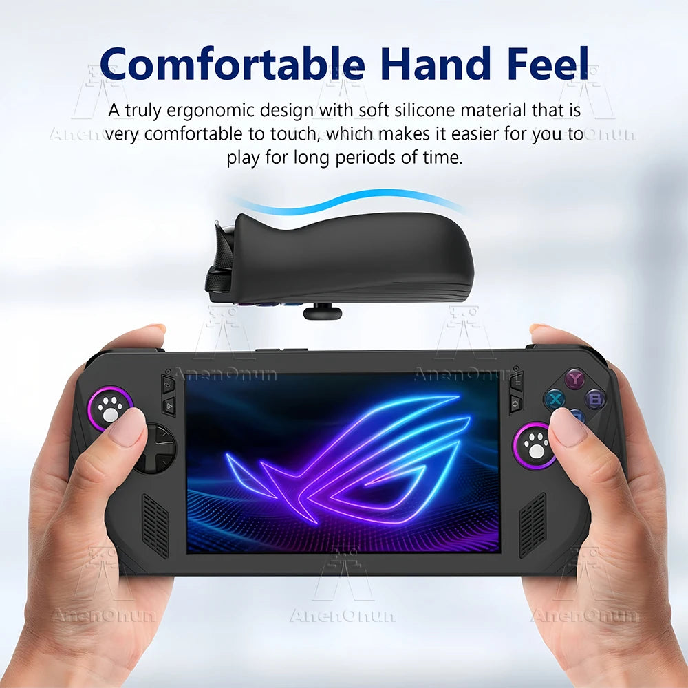 ROG Ally X Silikonhülle, Rundumschutz, stoßfest, kratzfest, rutschfest, vollständige Abdeckung, langlebige Softshell mit 2 Daumengriffen