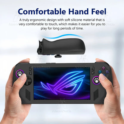 ROG Ally X Silikonhülle, Rundumschutz, stoßfest, kratzfest, rutschfest, vollständige Abdeckung, langlebige Softshell mit 2 Daumengriffen