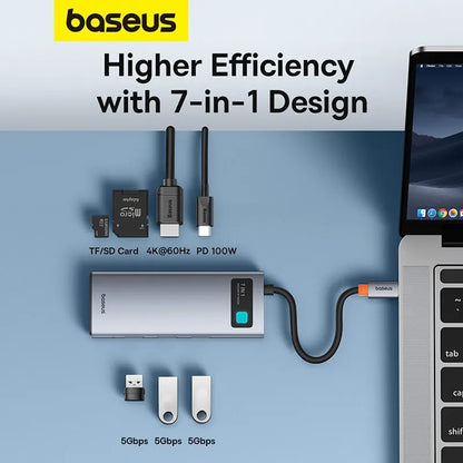 Baseus 7-in-1 gen 2 usb c hub 4k @ 60hz hdmi 3 * usb 3,0 pd 100w typ c port sd/tf kartenleser für macbook ipad m2 m1 dampf deck
