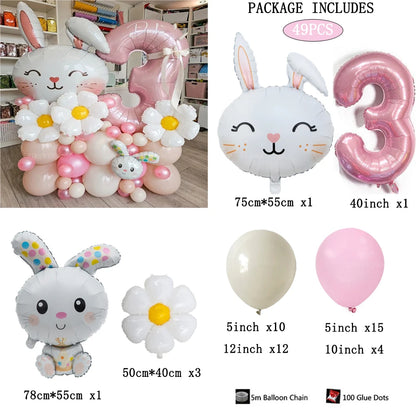 49 Stücke Ostern Niedlichen Hasen Ballon 40 zoll Rosa 1-9 Anzahl Folienballons Set Mädchen Geburtstag Babyparty Dekoration Kaninchen Globos