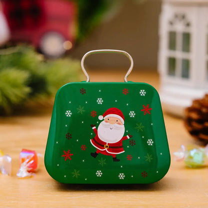 Weihnachts dekoration Metall box Handtasche Form Zinn Glas Schmuck Aufbewahrung koffer Kinder Geschenk kann Aufbewahrung boxen xms Party Dekore