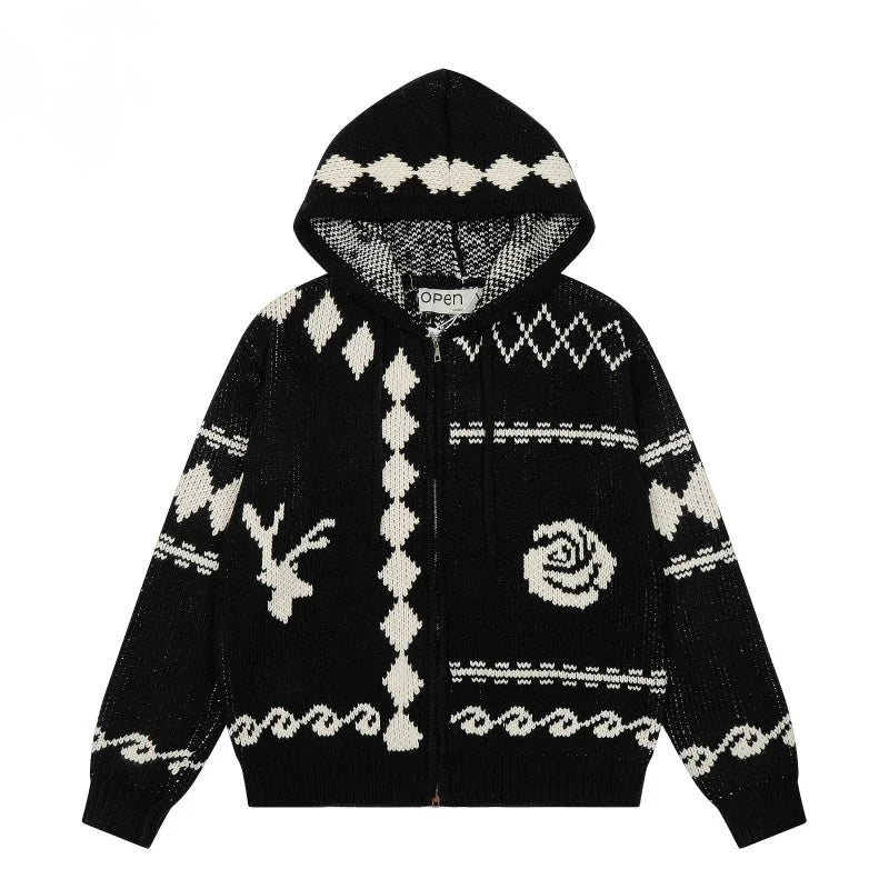 Premium-Strickpullover aus Rosenwolle – Weicher Unisex-Hoodie mit Reißverschluss - NVTS Solutions