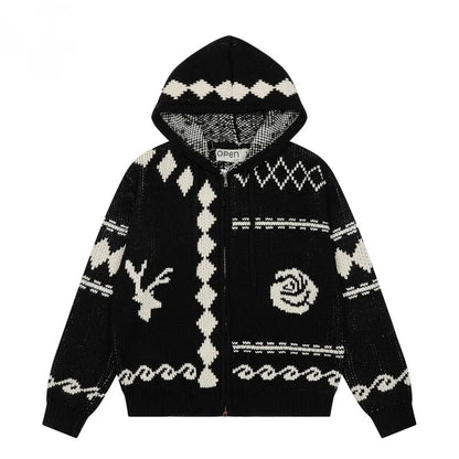 Premium-Strickpullover aus Rosenwolle – Weicher Unisex-Hoodie mit Reißverschluss - NVTS Solutions