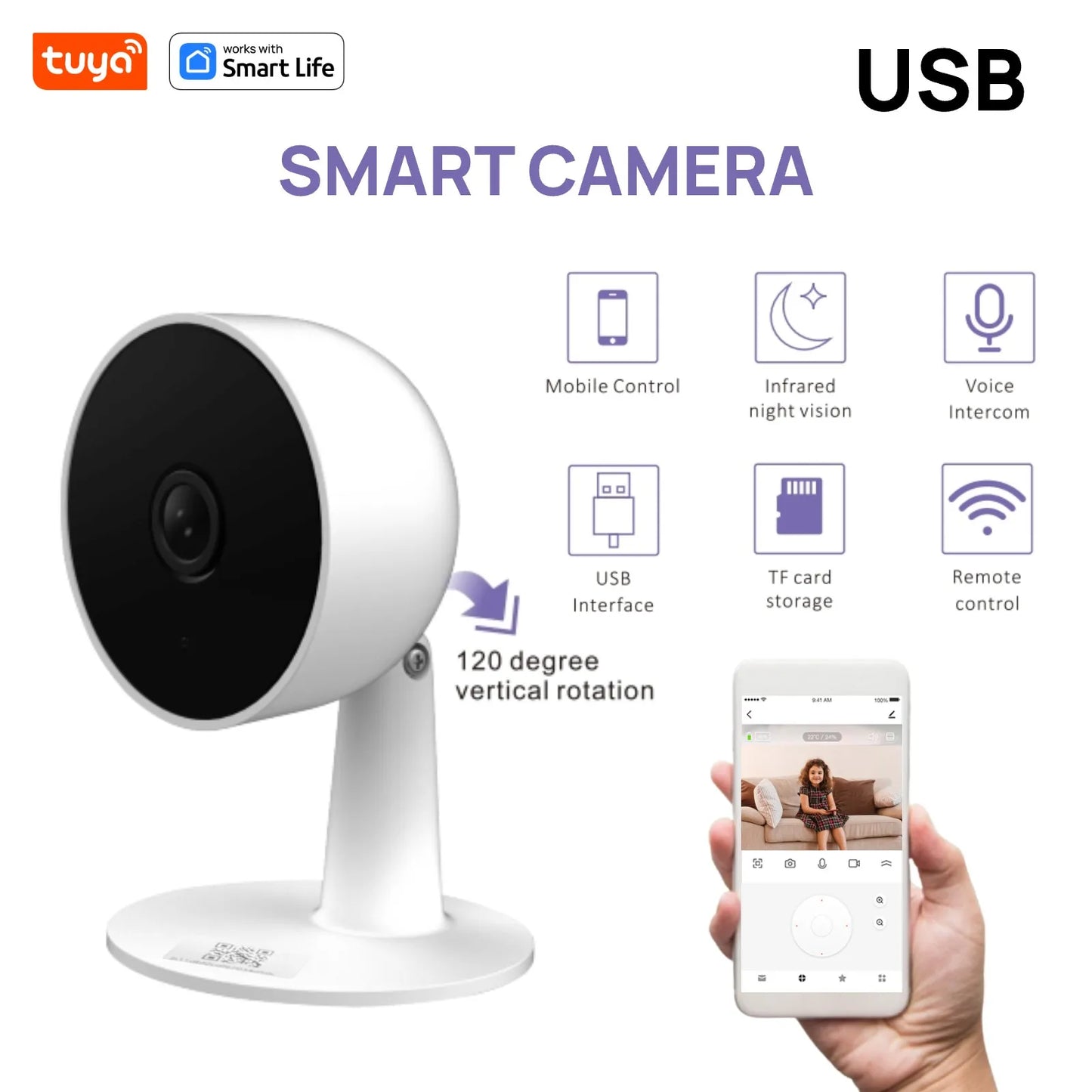Tuya Smart 3MP HD Indoor-Überwachungskamera für Babys/ältere/Haustiere/Kinder, mit Echtzeit-APP-Alarm, 2-Wege-Audio, Erkennung menschlicher Körper - NVTS Solutions