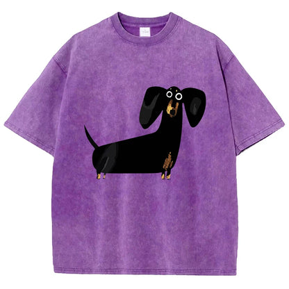 Oversize Vintage T-Shirt | "acid-wash" Baumwolle mit Dackel-Motiv | Statement Piece - NVTS Solutions