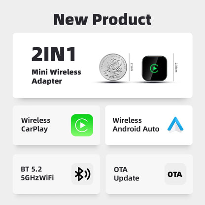 EKIY Drahtlose CarPlay Dongle Drahtlose Android Auto Adapter 2in1 Auto Intelligente Systeme AI Smart Box Für Auto Mit Wired CarPlay