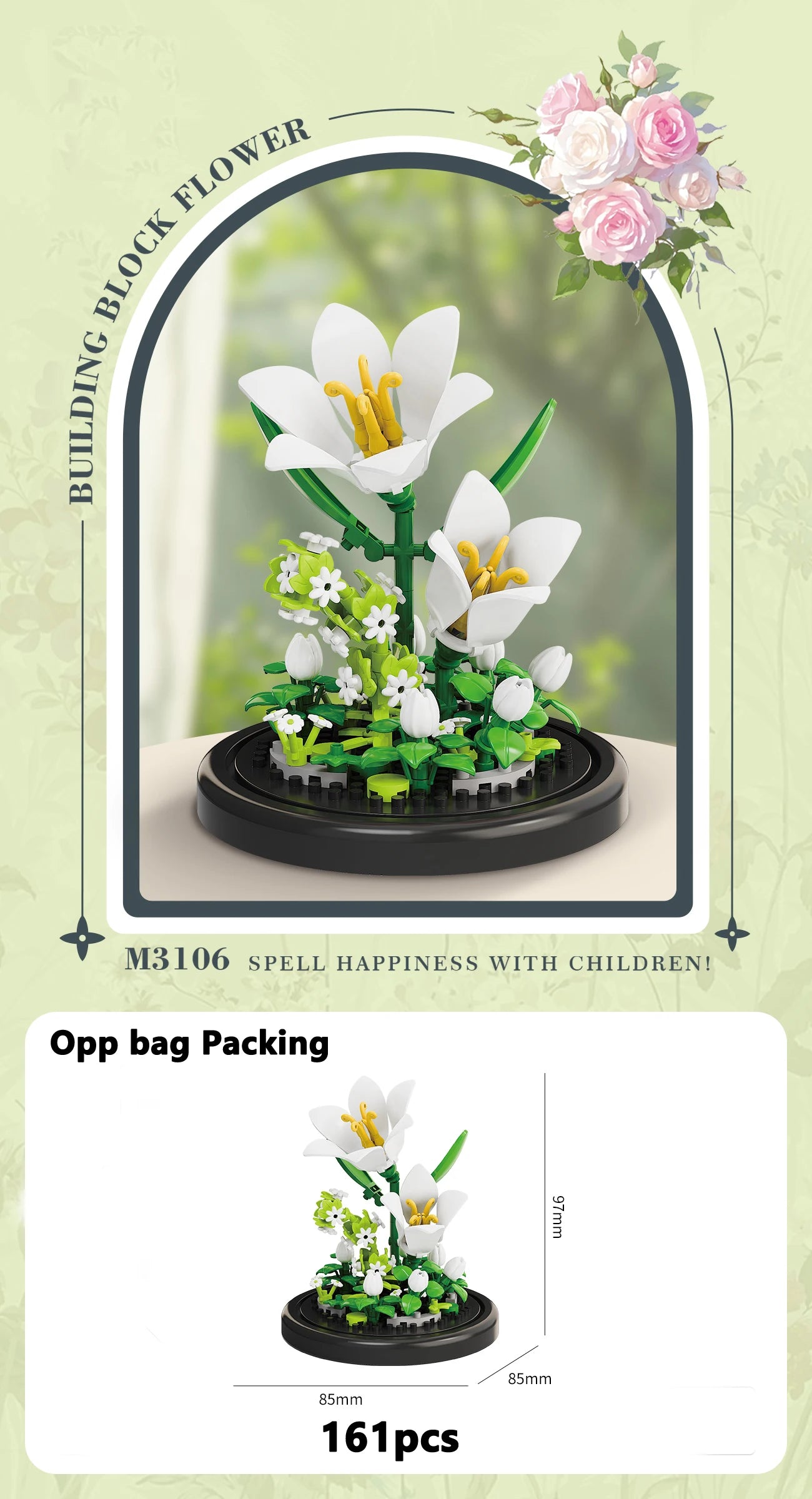 Klemmbaustein Blumen