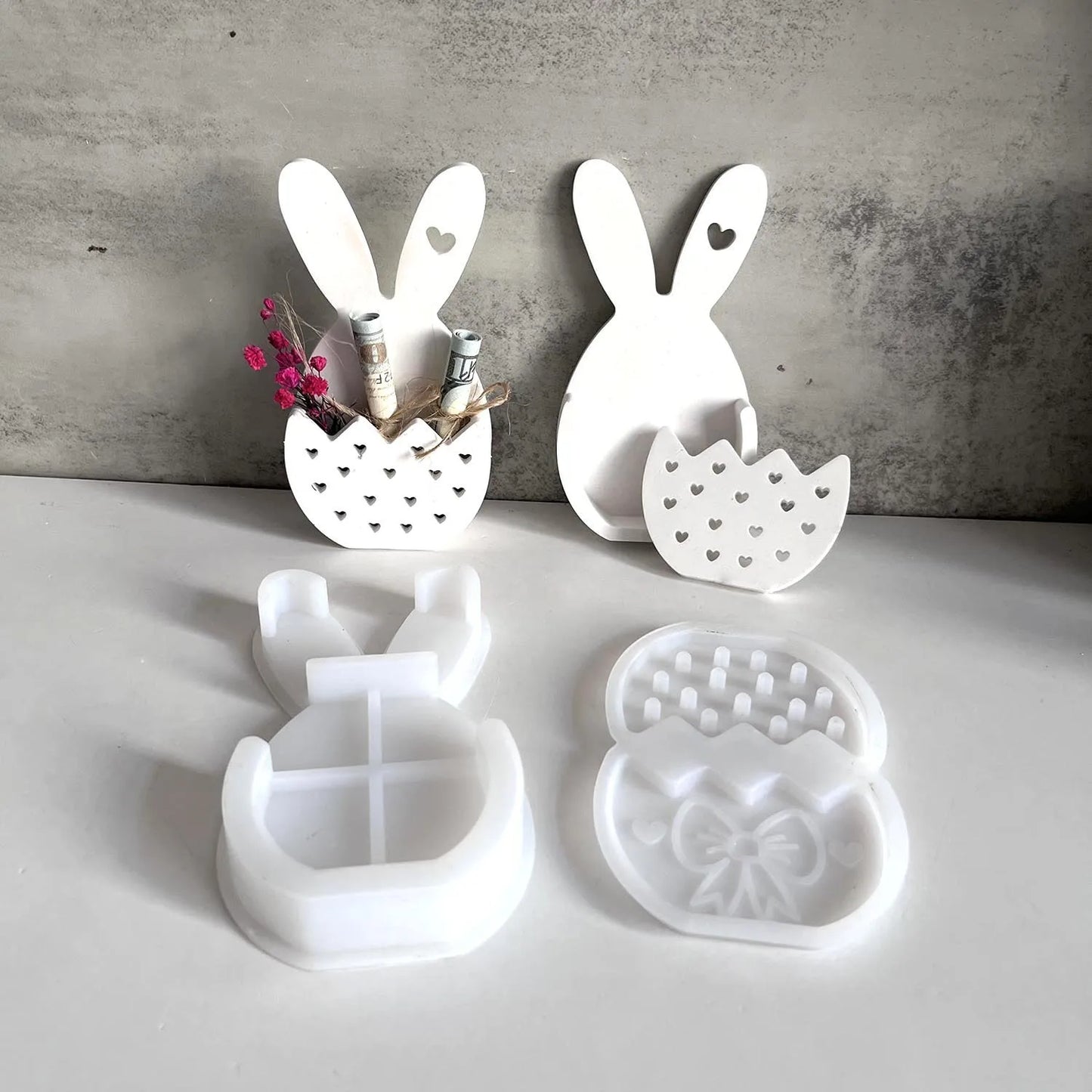 Osterhase Ei Blumenkorb Silikonform DIY Wandbehang Anhänger, Harz/Glaster Gießen Dekor Urlaub Zuhause Bastelbedarf