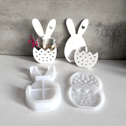 Osterhase Ei Blumenkorb Silikonform DIY Wandbehang Anhänger, Harz/Glaster Gießen Dekor Urlaub Zuhause Bastelbedarf