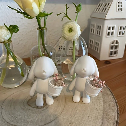 Ostern Blumen Eimer Kaninchen Gips Ornament Silikon Formen DIY Beton Hause Urlaub Dekoration Harz Form Handwerk Gießen