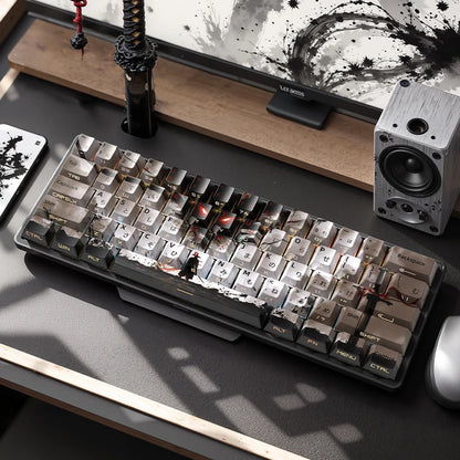 129 Tasten Swordsman 5-seitig Dye Sub PBT Tastenkappe Cherry Profile Side Gedruckt Shine Through Tastenkappen für MX Switches Gaming-Tastatur