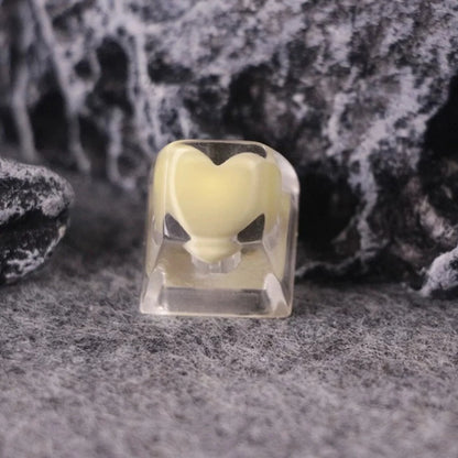 Niedliche Liebesherz-Tastenkappen aus Kunstharz für Cherry MX Switch mechanische Gaming-Tastatur, handgefertigte Neuheit, manuelle Tastenkappe