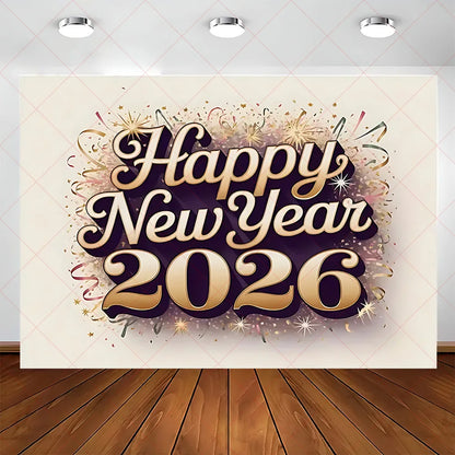 2026 Frohes Neues Jahr Party Hintergrund Banner Glitzer Uhr Champagner Hintergrund Gold Ballon Home Party Dekoration Fotografie Prop