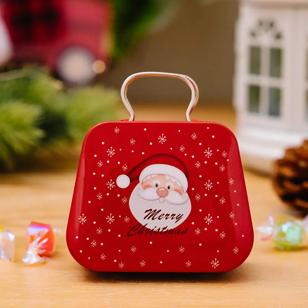 Weihnachts dekoration Metall box Handtasche Form Zinn Glas Schmuck Aufbewahrung koffer Kinder Geschenk kann Aufbewahrung boxen xms Party Dekore
