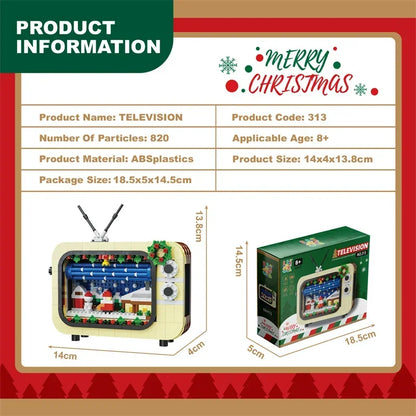 Weihnachten Retro Tv Bausteine Montage Bausteine Weihnachten Geschenk Mini Ziegel Diy Montage Pädagogisches Spielzeug Kunststoff Modell