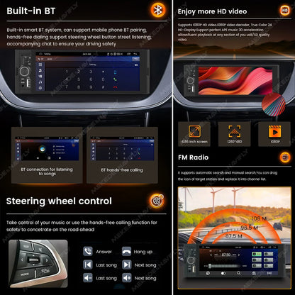 NaviFly 6,86 Zoll Universal FM Carplay Android Auto Auto Radio Autoradio Multimedia Player Auto Stereo MP5 Player Kamera Keine DVD