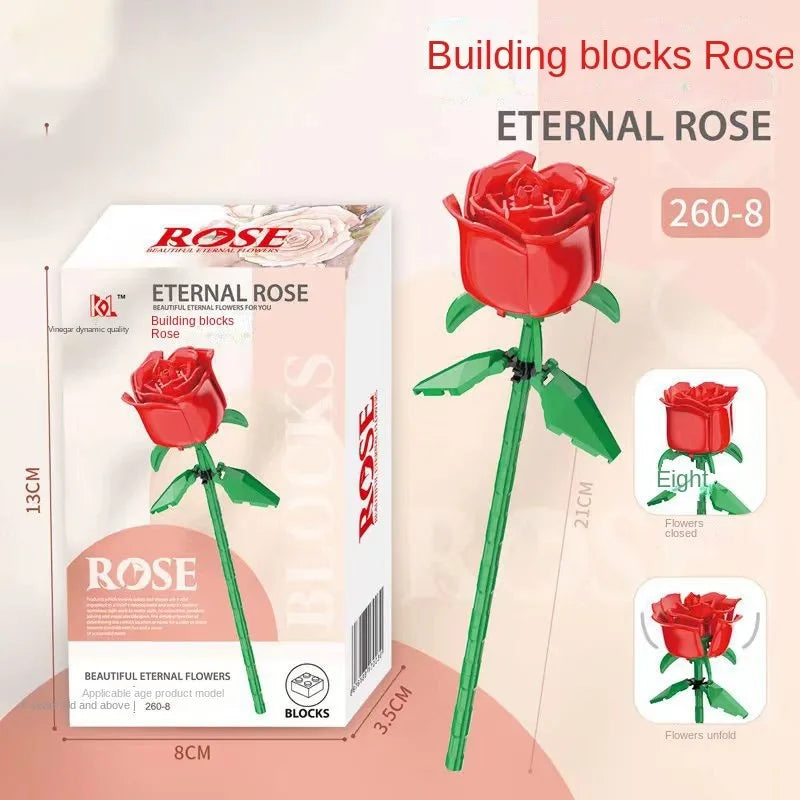 Valentinstag Rose Bausteine unsterblicher Blumenstrauß Puzzle Puzzleteile Spielzeug Spielzeug Geschenk Dekorationen