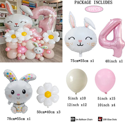 49 Stücke Ostern Niedlichen Hasen Ballon 40 zoll Rosa 1-9 Anzahl Folienballons Set Mädchen Geburtstag Babyparty Dekoration Kaninchen Globos