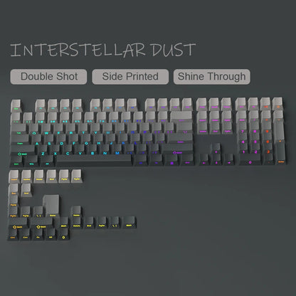 135-Tasten-Tastenkappen mit Kirschprofil, grüne Traube, seitlicher Druck, durchscheinende Tastenkappen, Double Shot PBT-Tastenkappe für MX Switch Gaming-Tastatur