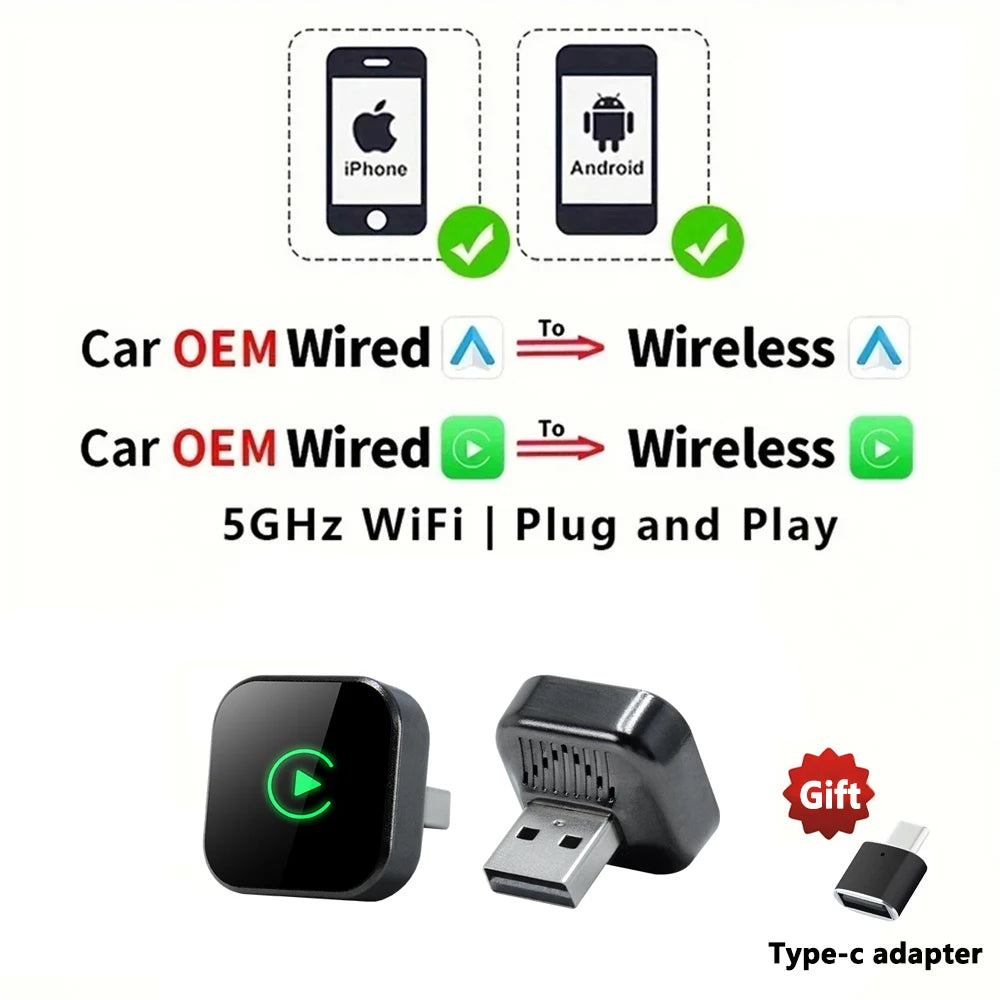 EKIY Drahtlose CarPlay Dongle Drahtlose Android Auto Adapter 2in1 Auto Intelligente Systeme AI Smart Box Für Auto Mit Wired CarPlay