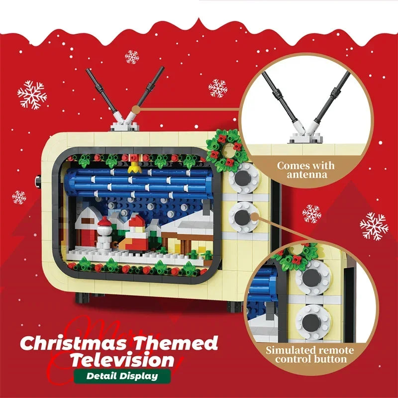 Weihnachten Retro Tv Bausteine Montage Bausteine Weihnachten Geschenk Mini Ziegel Diy Montage Pädagogisches Spielzeug Kunststoff Modell