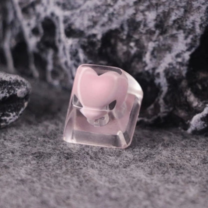 Niedliche Liebesherz-Tastenkappen aus Kunstharz für Cherry MX Switch mechanische Gaming-Tastatur, handgefertigte Neuheit, manuelle Tastenkappe