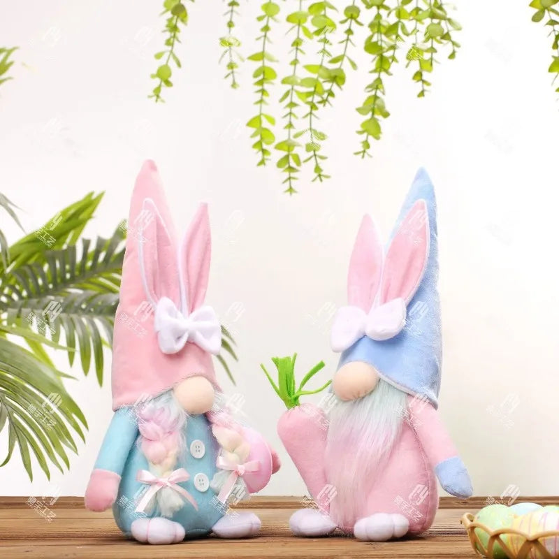 Osterhase Ei Karotte Babypuppe ohne Gesicht rosa Ohrfigur Desktop-Dekoration Dekorationen süße Urlaubsgeschenke Unisex
