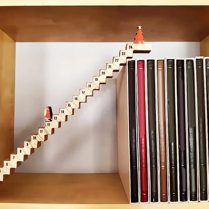 Weihnachts-Countdown-Kalender aus Holz, Weihnachtsmann, Treppensteigen, Kalender, Heimdekoration, Urlaub, Weihnachten, Ornament, Schreibtischdekoration, Geschenk