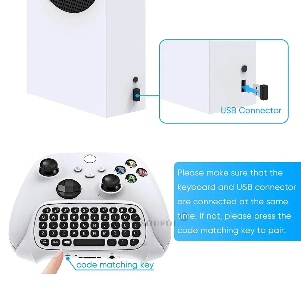 Drahtlose 2,4 GHz Mini-Controller-Tastatur, Gaming-Chatpad mit Audio-/Headset-Buchse für Xbox Series X/S Controller-Zubehör