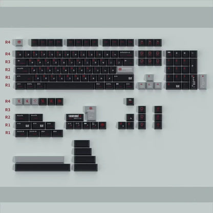140+ Tasten/Set Arasaka Gaming Tastenkappen PBT Farbstoffsublimation Schwarz Rot Tastenkappen Kirschprofil Anime Spiel CBPK 2077 Tastenkappe MX Switch