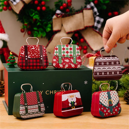 Weihnachts dekoration Metall box Handtasche Form Zinn Glas Schmuck Aufbewahrung koffer Kinder Geschenk kann Aufbewahrung boxen xms Party Dekore