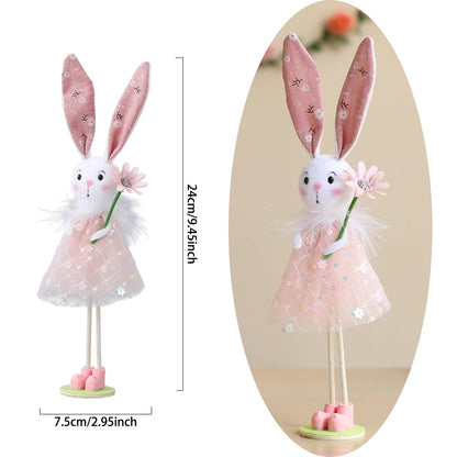 24 cm Ostern Stehende Blume Fee Engel Elf Kaninchen Puppen Rosa Grüne Blumen Gaze Puffy Rock Frühling Hase Ostern Dekor