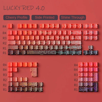 135 Tasten Double Shot Shine Through Tastenkappen Erdbeerrosa Seitendruck PBT Tastenkappen Kirschprofil für MX Switches Gaming-Tastatur