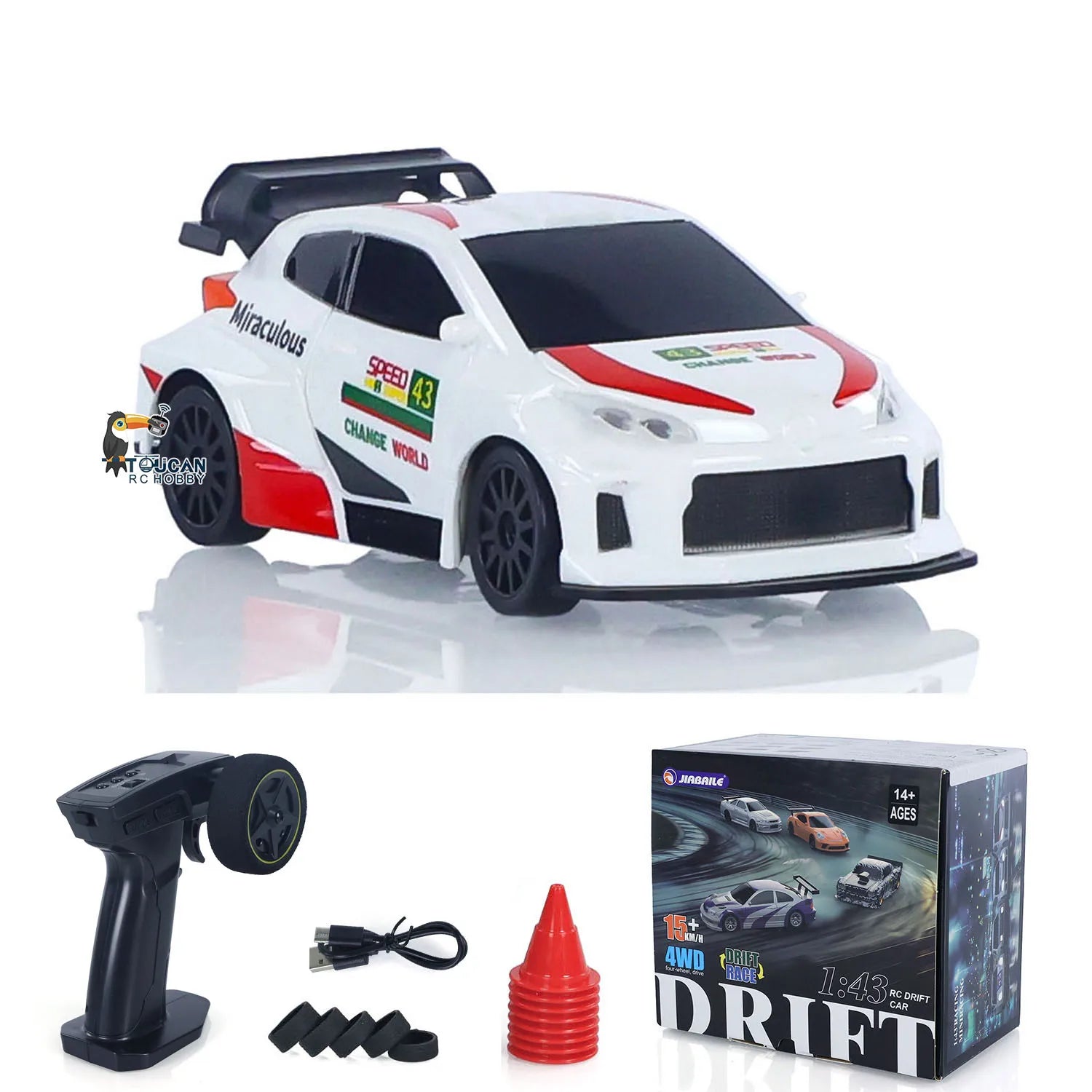 TOUCAN RC Drift Car 1:43 – 4WD Mini Rennwagen mit Lichtern (Gyro optional) - NVTS Solutions