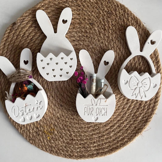 Osterhase Ei Blumenkorb Silikonform DIY Wandbehang Anhänger, Harz/Glaster Gießen Dekor Urlaub Zuhause Bastelbedarf