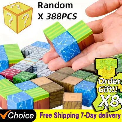 Magnetset Mine World CubeMagnetische Bausteine für Kinder ab 3 Jahren, DIY-Modell, Kinder bestellen Sie ein Geschenk mit Mini-Puppenfiguren