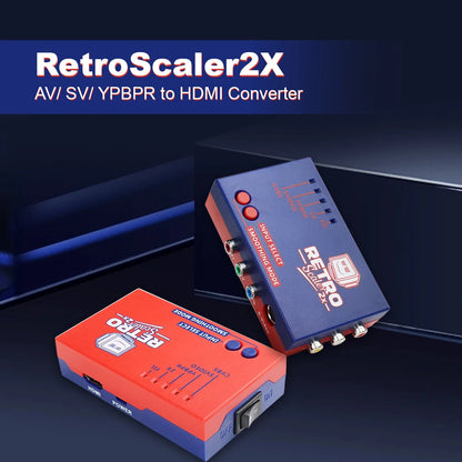 RetroScaler2x AV zu HDMI-kompatibler Konverter und Line-Doubler für Retro-Spielekonsolen PS2 N64 NES Dreamcast Saturn MD1 MD2