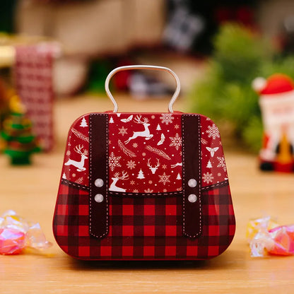 Weihnachts dekoration Metall box Handtasche Form Zinn Glas Schmuck Aufbewahrung koffer Kinder Geschenk kann Aufbewahrung boxen xms Party Dekore
