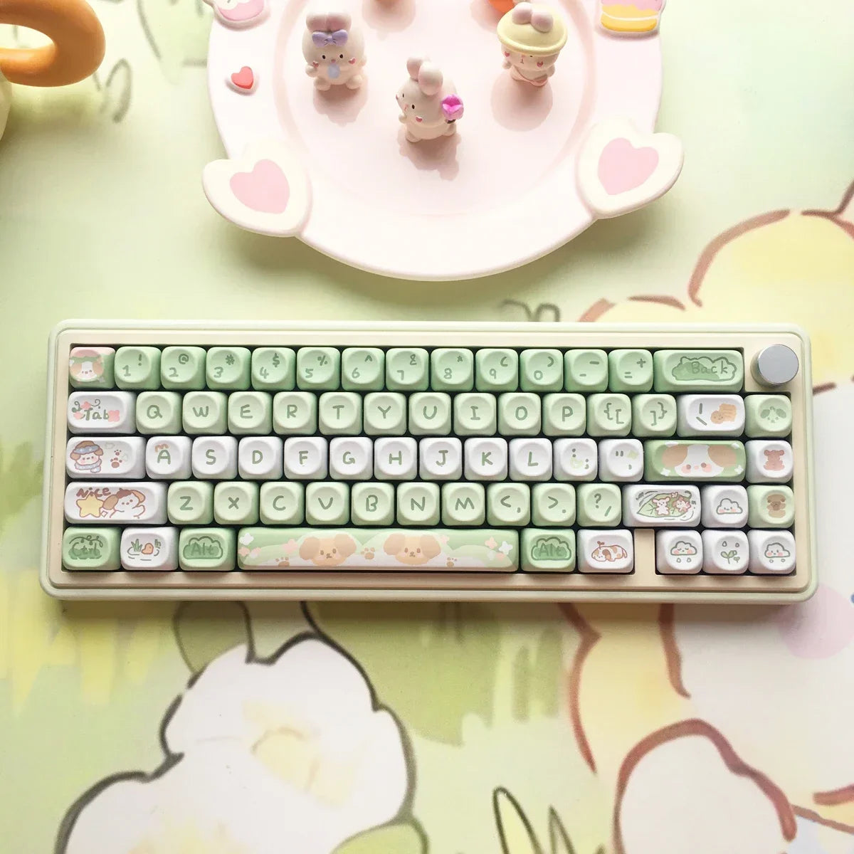 Neue 95 Tasten Dessert Cat Theme Tastenkappen MOA Profil PBT Tastenkappen Kit für 61/64/68/84/75/87 Tasten GMK67 mechanische Gaming-Tastatur