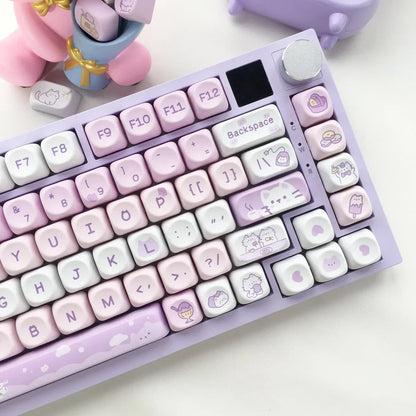 Neue 95 Tasten Dessert Cat Theme Tastenkappen MOA Profil PBT Tastenkappen Kit für 61/64/68/84/75/87 Tasten GMK67 mechanische Gaming-Tastatur