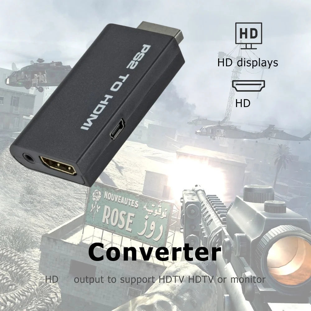 1080P PS2 zu HDMI-kompatibel Konverter Adapter PlayStation 2 zu HDMI Spiele Video Adapter Kabel Unterstützt PC Alle PS2 Anzeigemodi