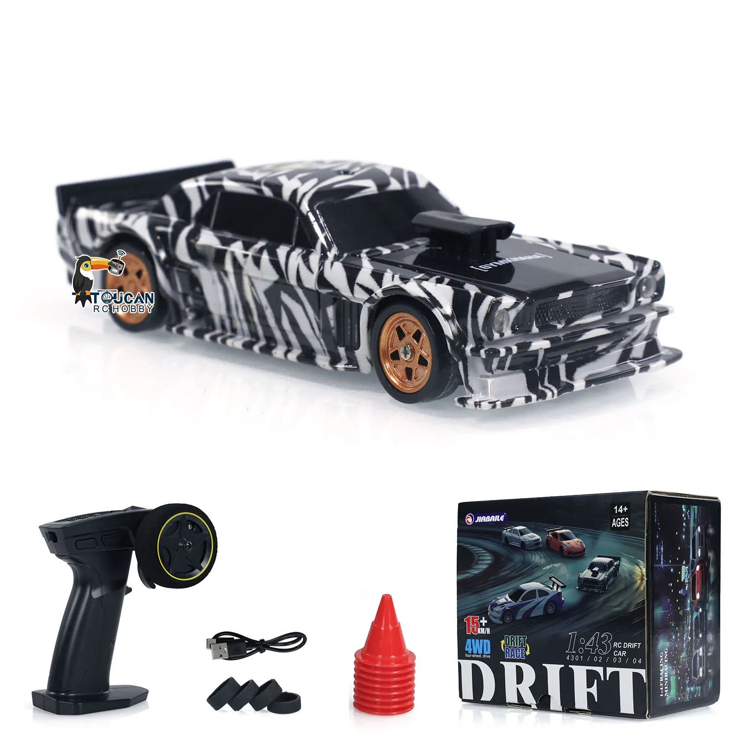 TOUCAN RC Drift Car 1:43 – 4WD Mini Rennwagen mit Lichtern (Gyro optional) - NVTS Solutions